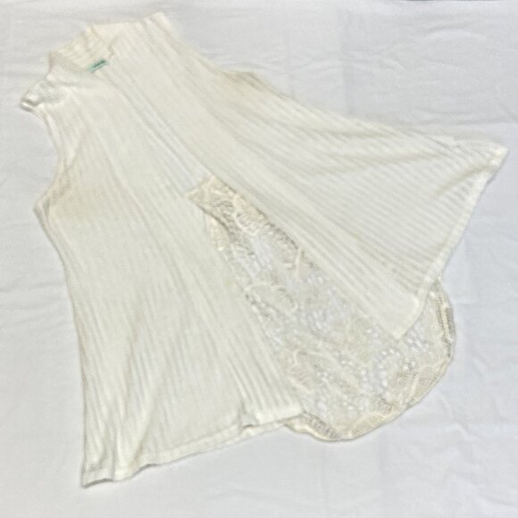 Maurices Sleeveless Stripe Crochet Drape Cardigan Vest Ivory L Boho Layering - Picture 8 of 14